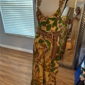 FARM Rio Leafy Green and Brown Jumpsuit